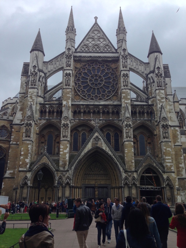 The side of Westminster Abbey, where the visitor entrance is located.