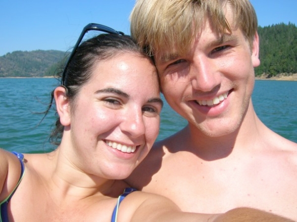 T and me, all the way back in 2006, happily at the end of our long-distance relationship.